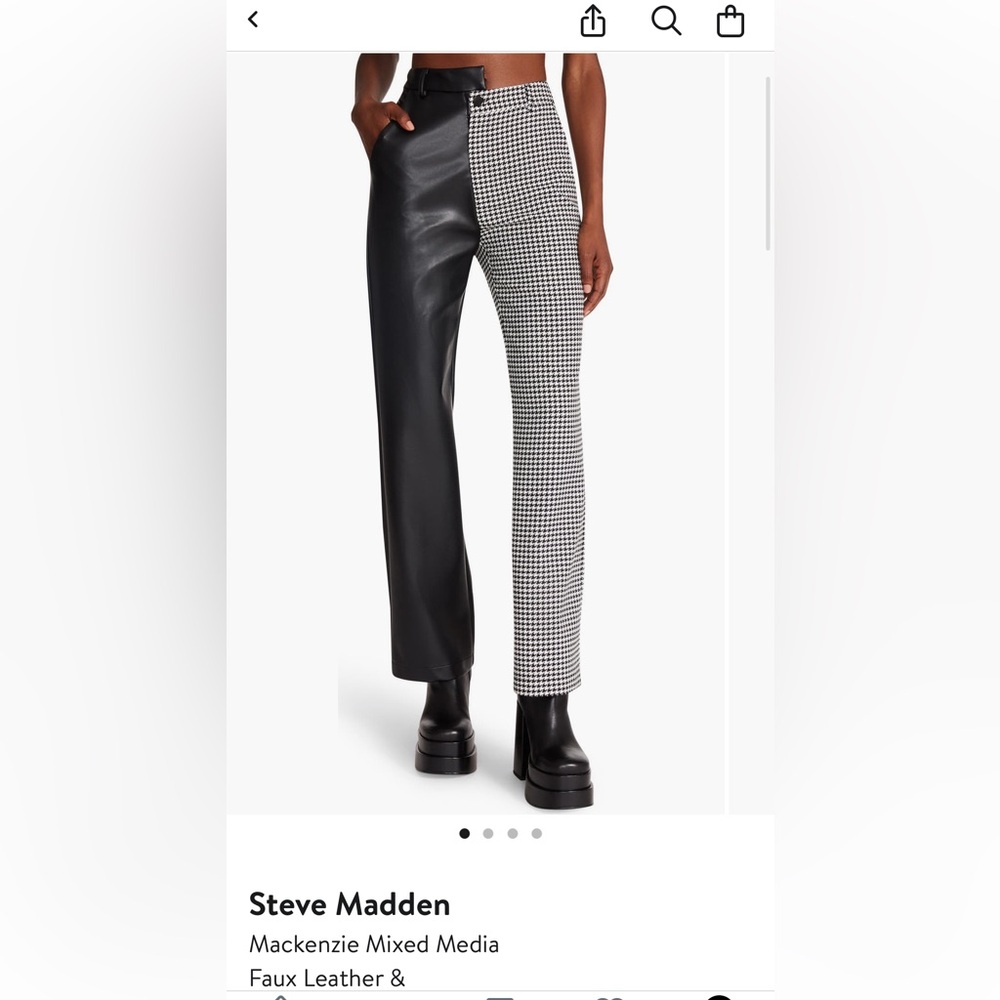 Steve Madden
Mackenzie Mixed Media
Faux Leather & Houndstooth Pant